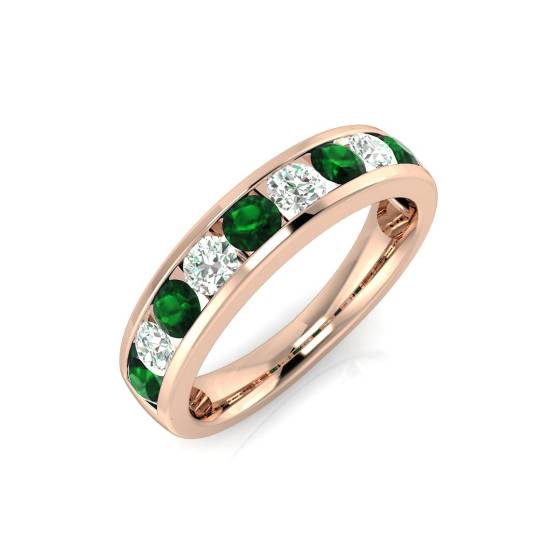 0,85 ct grüner Smaragd- und Diamant-Ewigkeitsring