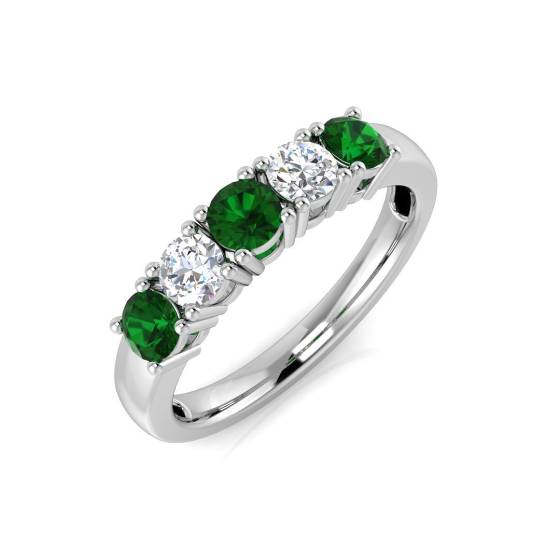 0,75 ct grüner Smaragd- und Diamant-Ewigkeitsring