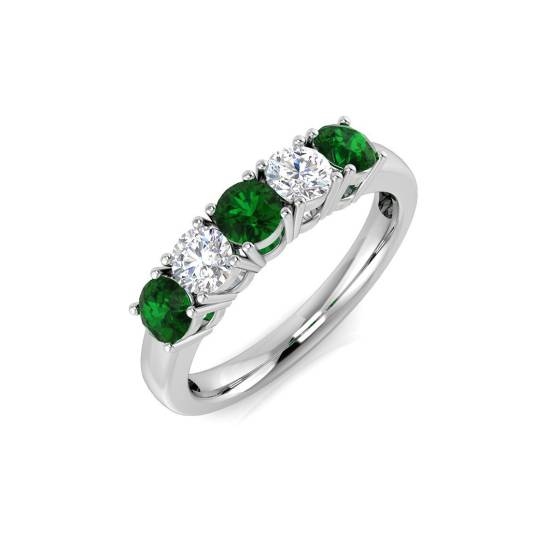 1,10 ct grüner Smaragd- und Diamant-Ewigkeitsring