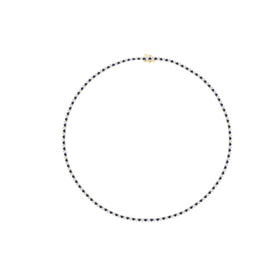 Tennishalskette mit 7 ct rundem blauen Saphir und Diamanten, 3-Krappen-Fassung
