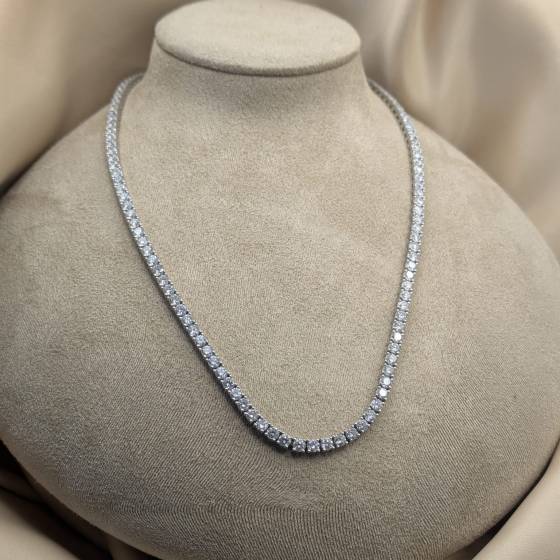 20.00ct VVS1/D-E Lab Grown Round Cut Diamond 18 Inches Tennis Necklace in 9k White Gold