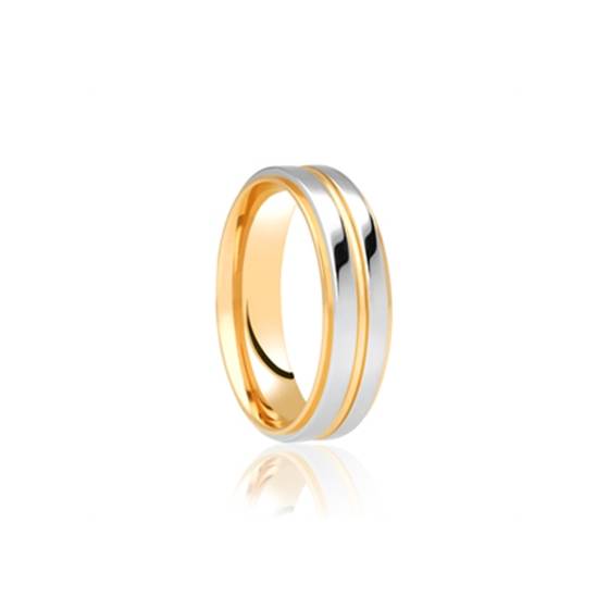 5mm Two Tone Wedding Ring in 9k Yellow/White Gold