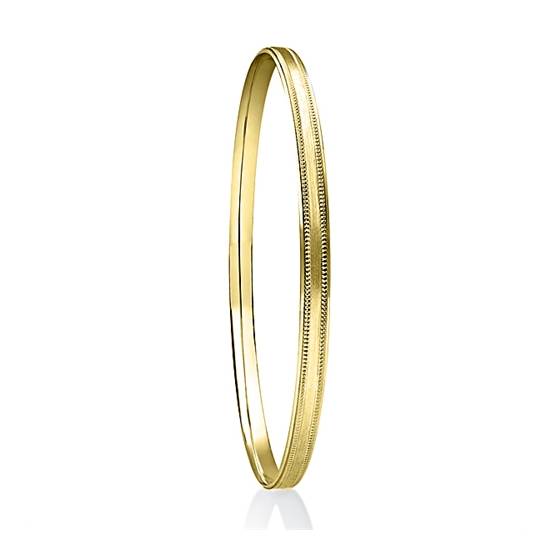 4 mm massives, gemustertes Armband aus Gold
