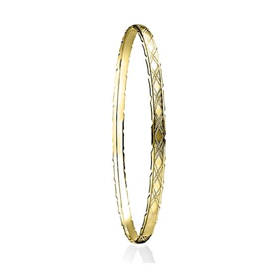 4 mm massives, gemustertes Armband aus Gold