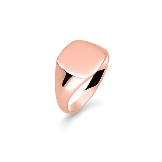 Gents Cushion Signet Ring in 9k Rose Gold