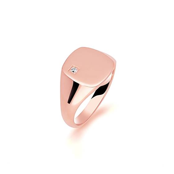 Runder Diamant-Herren-Siegelring im Kissenschliff