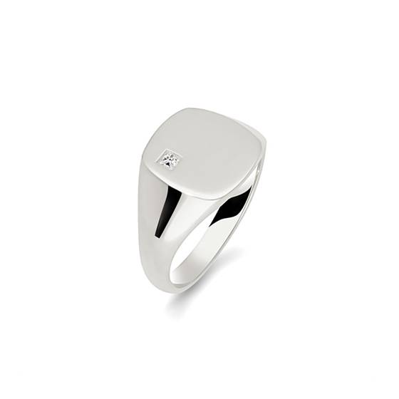 Runder Diamant-Herren-Siegelring im Kissenschliff