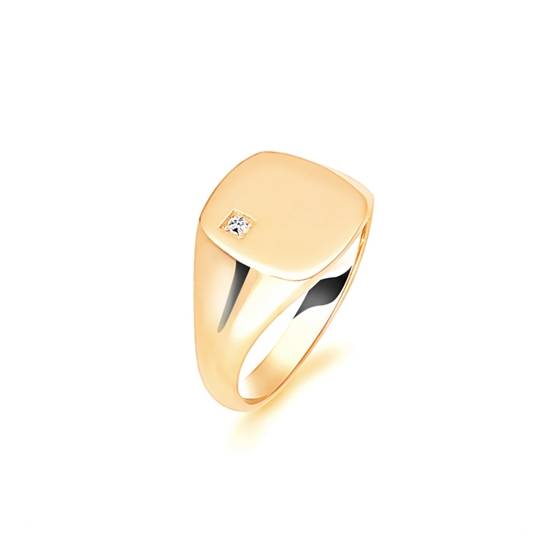 Runder Diamant-Herren-Siegelring im Kissenschliff