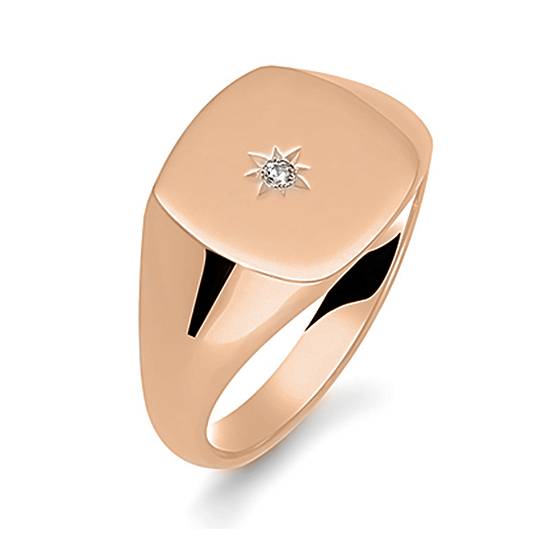 Runder Diamant-Herren-Siegelring im Kissenschliff