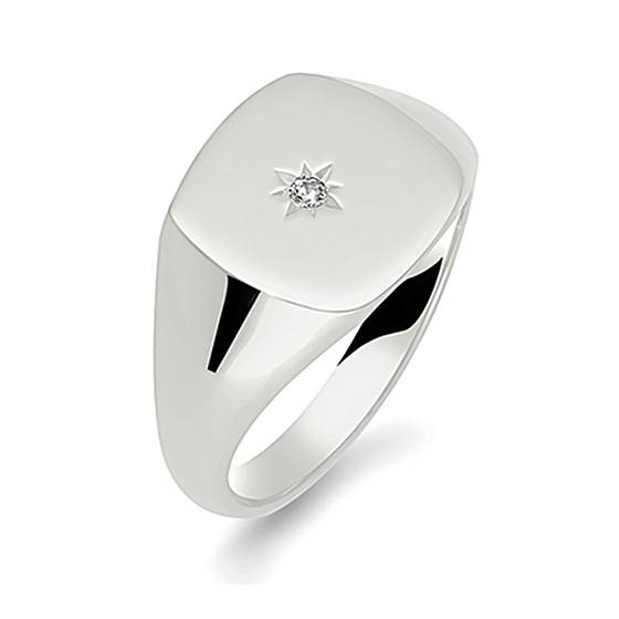 Runder Diamant-Herren-Siegelring im Kissenschliff