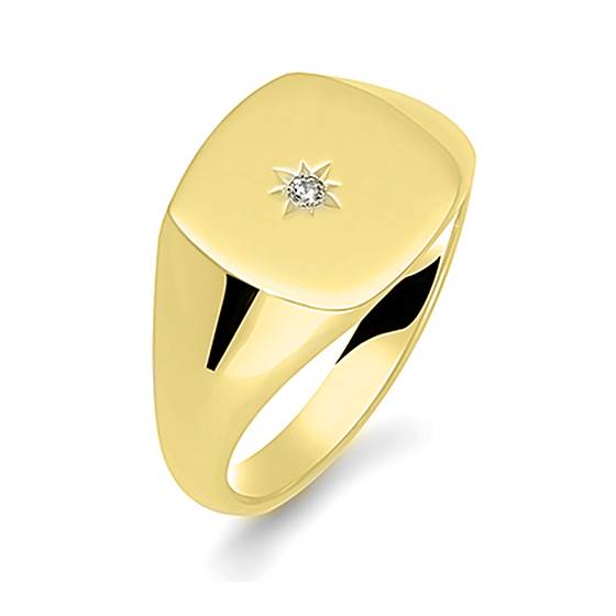 Runder Diamant-Herren-Siegelring im Kissenschliff