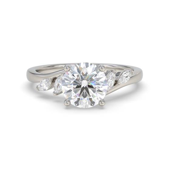 Round and Marquise Diamond 5 stone Ring