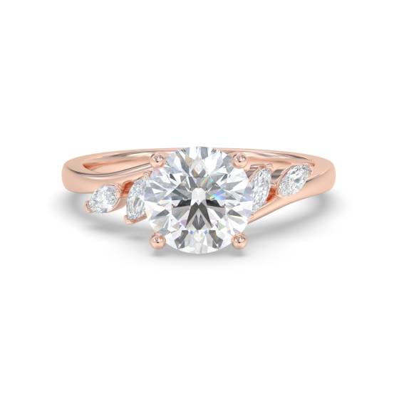 Round and Marquise Diamond 5 stone Ring