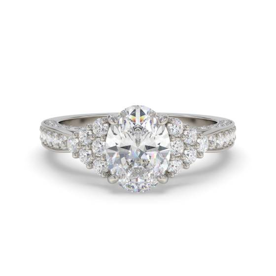 Vintage-Ring mit ovalem und rundem Diamanten