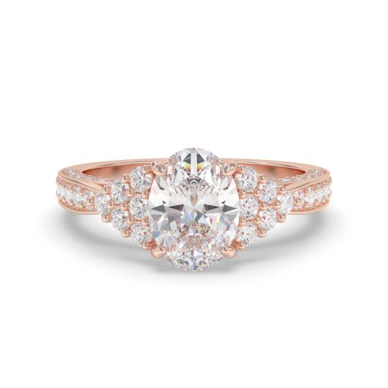 Vintage-Ring mit ovalem und rundem Diamanten