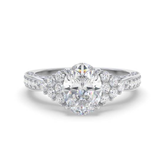 Vintage-Ring mit ovalem und rundem Diamanten