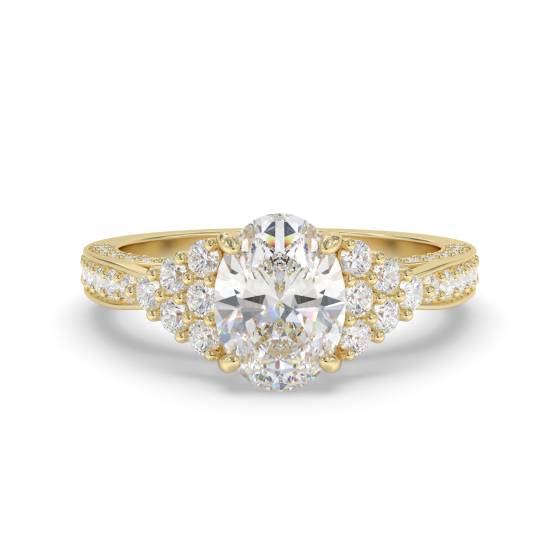 Vintage-Ring mit ovalem und rundem Diamanten