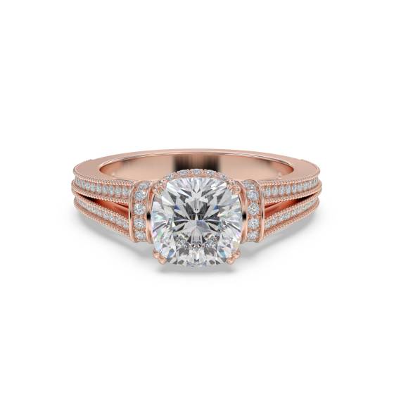 Vintage-Ring mit Schleifenkissen und Diamanten