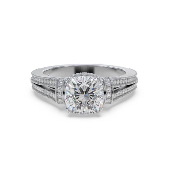 Vintage-Ring mit Schleifenkissen und Diamanten