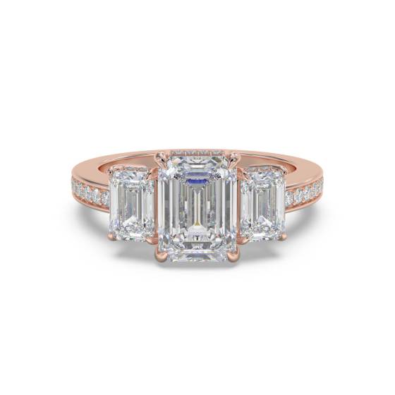 Verlobungsring mit Smaragd-Diamant-Trilogie