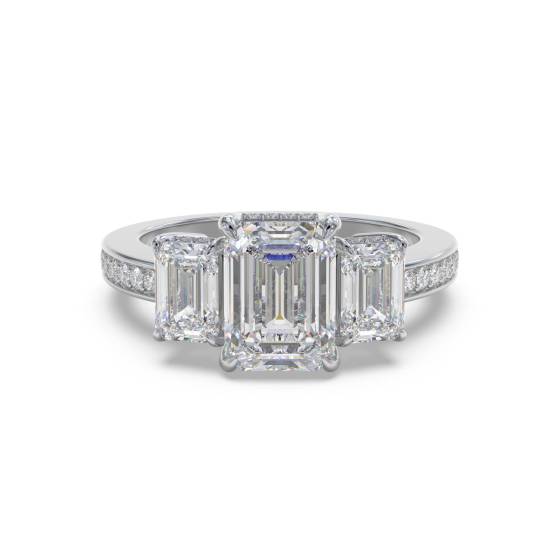 Verlobungsring mit Smaragd-Diamant-Trilogie