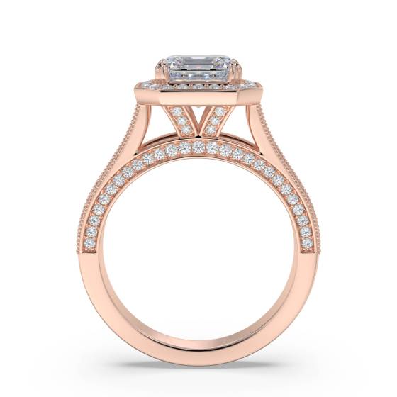 Vintage-Ring mit Asscher-Diamanten und Halo