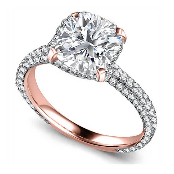 Halo-Ring mit 1,40 ct VS2/F Kissenschliff-Naturdiamant
