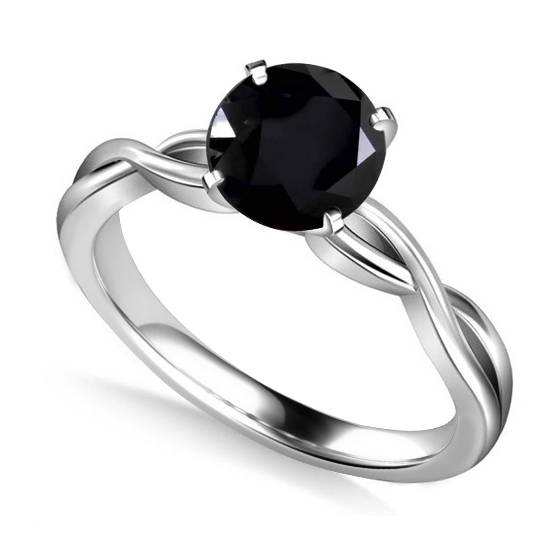Runder Solitärring mit schwarzem Diamanten