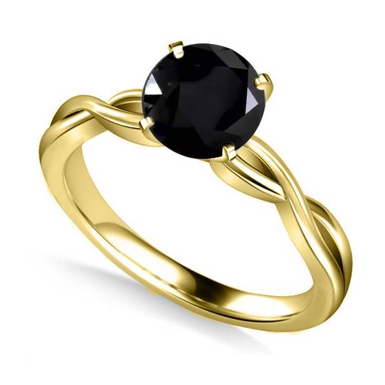 Runder Solitärring mit schwarzem Diamanten
