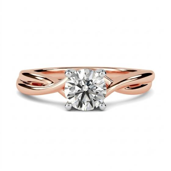 0.30ct VVS/E Natural Round Diamond Solitaire Ring in 18k Rose Gold