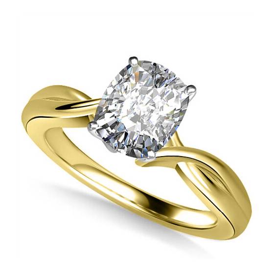 Moderner Verlobungsring mit ineinander verschlungenem Kissenschliff und 1,00 ct I1/D Naturdiamant