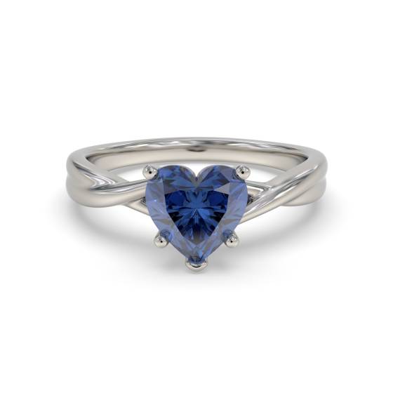 Ausgefallener blauer Herz-Saphir-Diamant-Solitärring