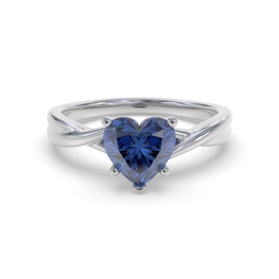 Ausgefallener blauer Herz-Saphir-Diamant-Solitärring