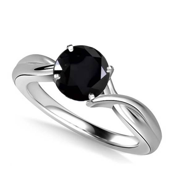 Runder Solitärring mit schwarzem Diamanten
