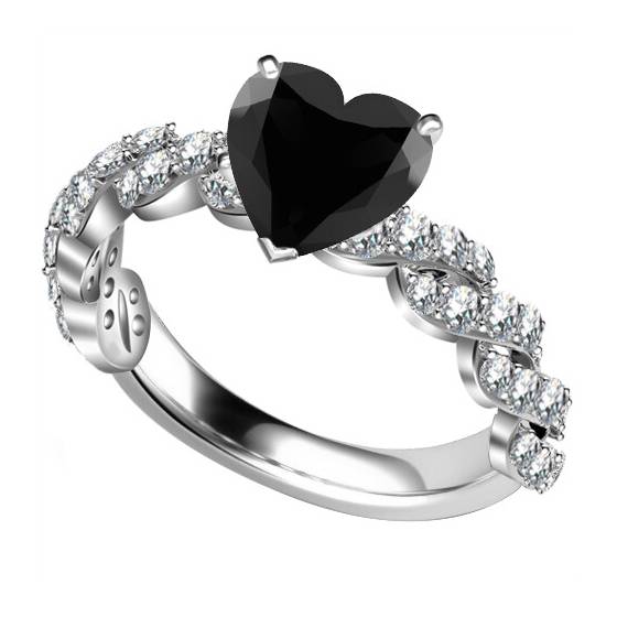 Ring mit schwarzem Diamanten an der Schulter