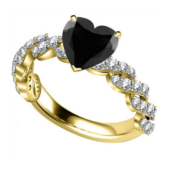 Ring mit schwarzem Diamanten an der Schulter