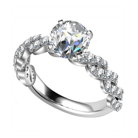 Vintage-Ring mit Schulterfassung und rundem, natürlichem Diamanten (0,85 ct, SI1/G).