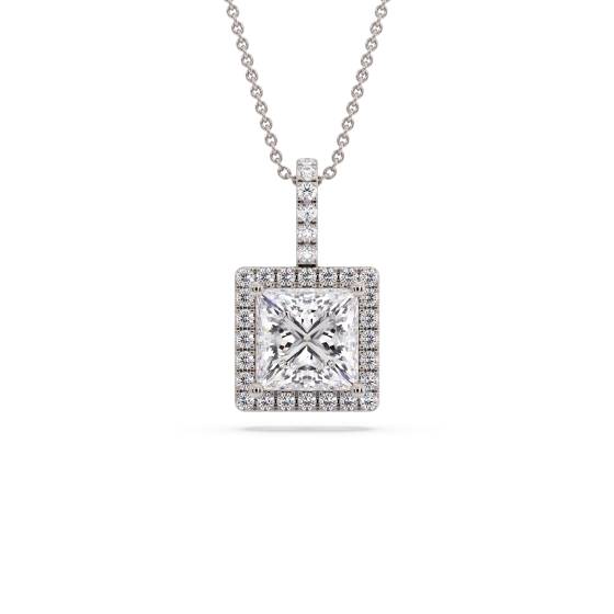 Prinzessin-Diamant-Anhänger mit Halo-Fassung