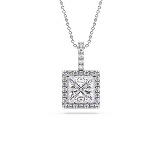 Prinzessin-Diamant-Anhänger mit Halo-Fassung