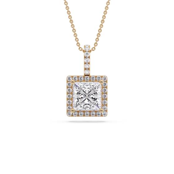 Prinzessin-Diamant-Anhänger mit Halo-Fassung