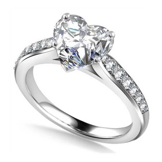 0,75 ct SI2/G Herzförmiger Naturdiamant-Schulterring