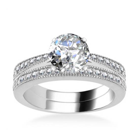 Runder Diamant-Schulterring mit passendem Band