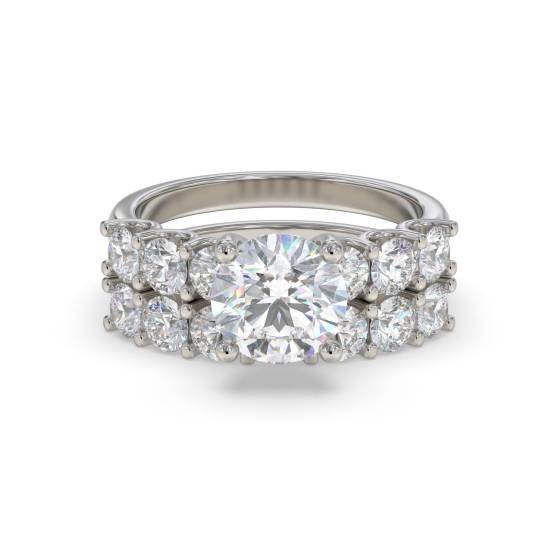 Runder Diamant-Schulterring mit passendem Band
