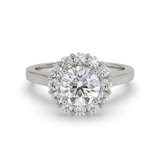 Runder Diamantring mit einzelnem Halo