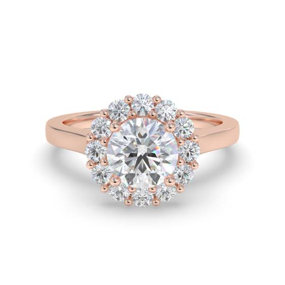 Runder Diamantring mit einzelnem Halo