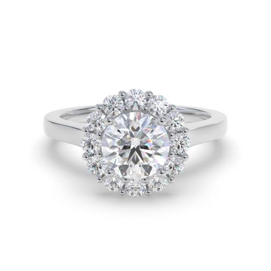 Runder Diamantring mit einzelnem Halo