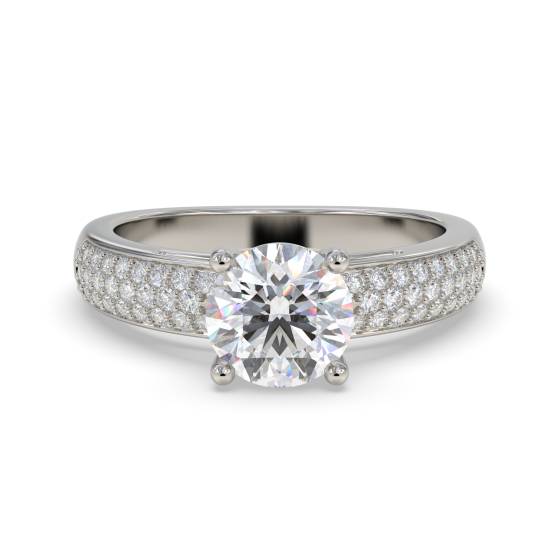 Vintage-Ring mit drei Reihen runder Diamanten