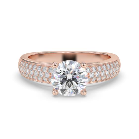 Vintage-Ring mit drei Reihen runder Diamanten