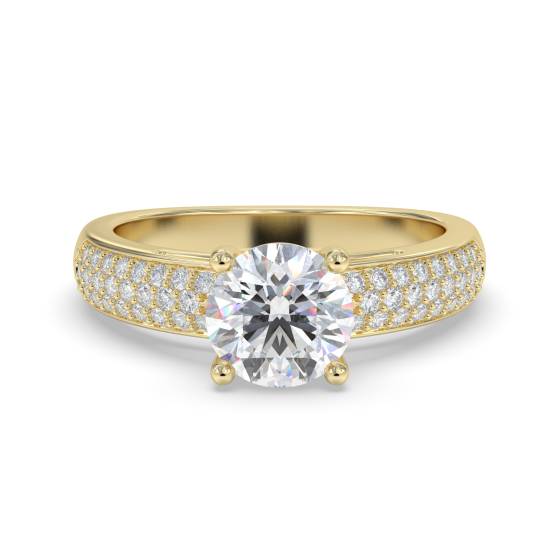 Vintage-Ring mit drei Reihen runder Diamanten