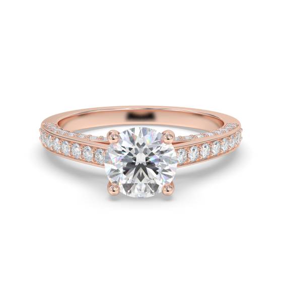 Einzigartiger runder Verlobungsring mit 0,65 ct SI2/F Naturdiamant